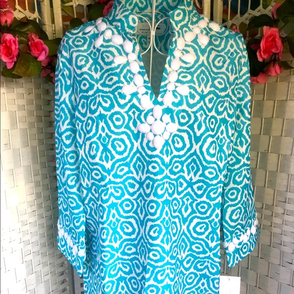 🤍💙 Liz Lange Blue & White Shirt  M / L Measurements Below   NWT   💙🤍 - Picture 2 of 7